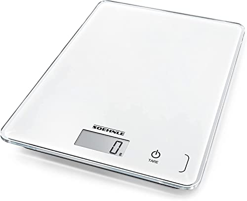 Soehnle Báscula de cocina Page Compact 300, báscula digital que pesa entre 1 g y 5 kg, peso de cocina con diseño elegante y con pantalla LCD, blanco