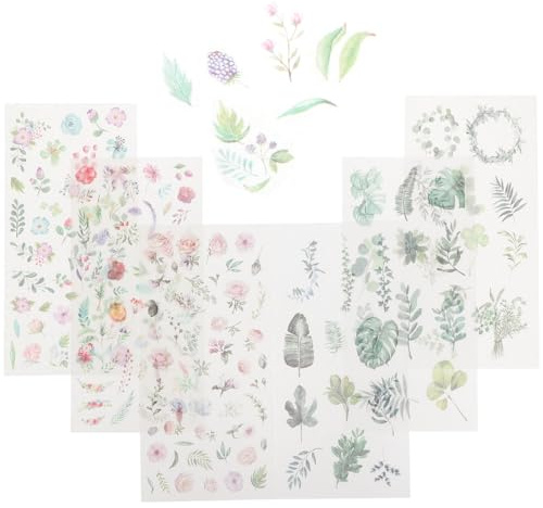 SUPVOX Lot De 2 Autocollants Scrapbooking Fleurs Et Feuillage 20X10Cm Décoration Diy Album Photo Journal Créatif Pour Enfants Et Adultes