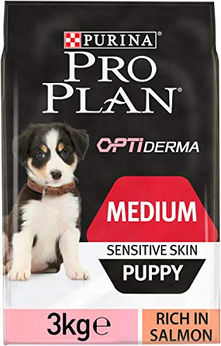 PRO PLAN Medium Puppy Sensitive Skin mit Optiderma, reich an Lachs, 3 kg, für mittelgroße Welpen