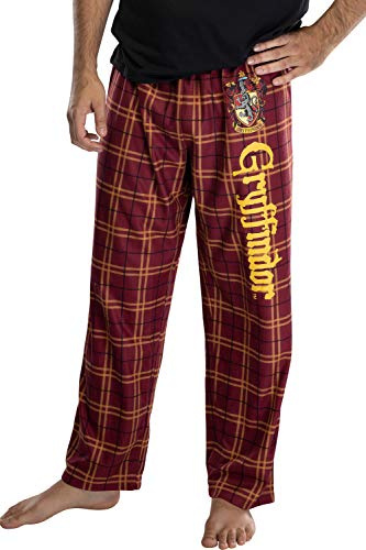 Harry Potter Adult Mens' Gryffindor House Crest Plaid Pajama Pants (Small)