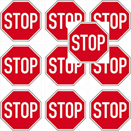 GreenIT 10 Aufkleber 10cm Stop Schild Sticker Halt Achtung Zeichen Symbol 4061963009529