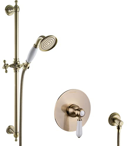 PaulGurkes Dusch-Set Nostalgie Messing Bronze Unterputz Einhandmischer Mischbatterie