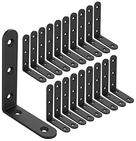 20 PCS L Corner Brace Heavy Duty Shelf Brackets 4 x 3 Inch L Joint Angle Brackets Shelf Support Corner Braces for Shelves, Furniture Cabinet Bookshelf with Screws