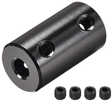 sourcing map 4 Stück 5mm bis 5mm Bohrung Starre Kupplungsschraube L25XD14 Aluminiumlegierung Wellenkupplungsverbinder Motorzubehör Schwarz