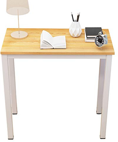 sogesfurniture Kompakt Schreibtisch Computertisch Büromöbel PC Tisch, klein Esstisch Arbeitstisch Bürotisch für PC und Laptop, aus Holz und Metall, 80x40x75cm, Teak&Weiß BHEU-AC3TW-8040