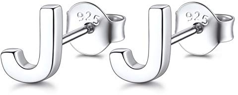 FOCALOOK Damen Ohrringe Silber 925 Buchstaben Ohrstecker Silber 925 Ohr Piercing Damenohrringe Statement Ohrringe Mädchen Ohrschmuck Accessoire für Geburtstag