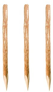 Poteau de clôture, naturel - Clôture aiguisé, en bois, rond, bois noisette, option pour votre piquetage ferme jardin (3 pièces H 90 cm)