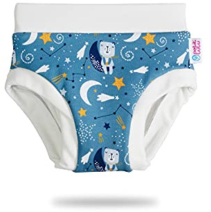 Petit Lulu Training Überhose Größe M (11,5-16 kg) Fluffy Organic Baby Potty Trainerhöschen Stoffwindeln Hergestellt in EU (Bären auf dem Mond)