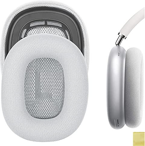 Geekria QuickFit Ersatz-Ohrpolster, kompatibel mit Apple Airpods MAX Kopfhörern, Headset-Ohrpolster, Ohrmuscheln, Reparaturteile (Silber)
