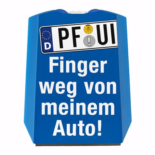 speecheese PF-UI Finger Weg von Meinem Auto Parkscheibe mit 2 Einkaufswagenchips witziges Geschenk im Kennzeichenlook für einen Autoliebhaber zum bestandenen Führerschein