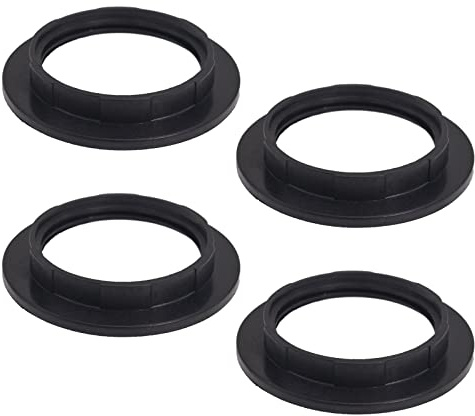DBOO 4 piezas de plástico para lámpara reductor de sombra, convertidor de anillo E27/E14, soporte de lámpara de bloqueo giratorio, arandela adaptador de anillo (E27, negro)