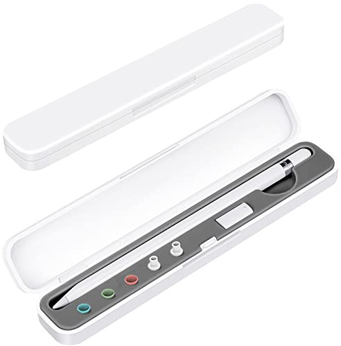 CASEBOT Stifthalter Hülle Kompatibel mit Apple Pencil Pro/USB-C, Apple Pencil 2./1. Generation, Tragbar Stylus Aufbewahrungsbox für Apple Pencil & Zubehör, Grau