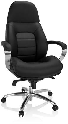 HJH Office 729423 Sedia Direzionale BRENTON XXL Similpelle, Poltrona Girevole da Ufficio, Portata 160 kg,Schienale Alto, Nero