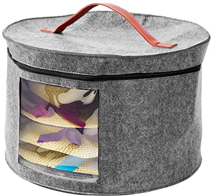Caja de almacenamiento para sombreros con asa, caja de almacenamiento con tapa, redonda con tapa, diámetro – 45 cm