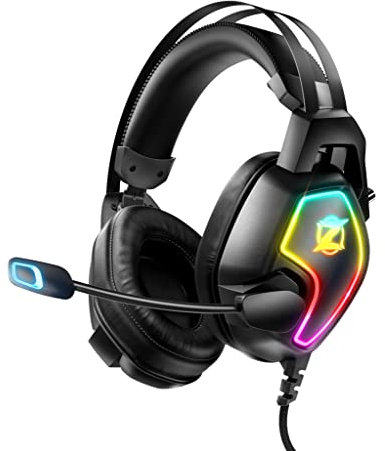 Gaming Headset for Ps4 Ps5 PC Xbox One Switch, Over Ear Headphones with Surround Sound, Noise Cancelling Mic, Suspension Headband