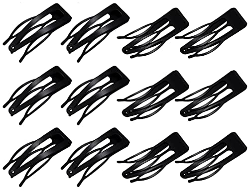 12 Piezas Pinza de Pelo Horquillas Pelo Clips de Pelo de Doble Agarre Pinzas de Pelo de Metal a Presión Pasadores de Pelo para Peluquería Negro