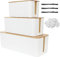 STARVAST Lot 3 Boîte Cache Câble, Boîte de Rangement Câbles Electriques avec Bois Couvercle, Boite Cache Multiprise pour Protection de Câble et Prise Electriques avec 20 Autocollants Double Face