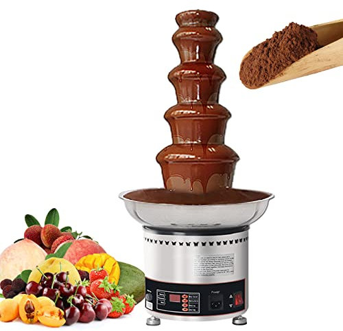 4/5/6/7 Tiers Commercial Chocolate Waterfall Machine, Sauce Melting Pot 30-150℃ Adjustable Temperature,Chocolate Fondue Fountain (5 Tier)