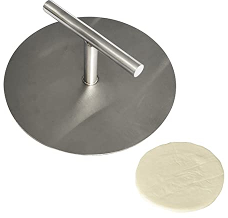 Tortilla Presse für die Küche Edelstahl Rund Roti-Maker mit Griff Manuell Taco Presse für Den Haushalt Pizzaformer Maschine Gebäck Presser für Zuhause Oder Restaurant,Silver,9cm
