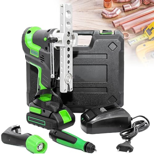 QUTBAG Electric Flaring Tool Kit, 1/4”-3/4” Pipe Tube Expander Tool Kit, 45 ° Eccentric Tapered Reaming Tool with Pipe Cutter & Deburrer for Soft Copper/Aluminum/Brass Pipes