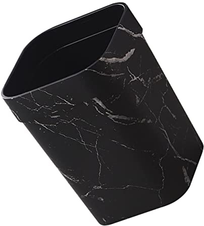 Garneck Poubelle Carrée en Plastique Noir à Effet Marbre, Petite Corbeille Polyvalente pour Salle de Bain, Maison et Bureau, Résistante Basculement