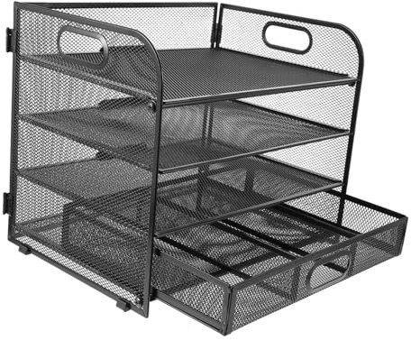 CAXUSD Desktop-Rack Schubladenregal Mesh-dokumentenablage Briefablage Aus Papier 4-stufiges Papierfach Organisationsständer Für Den Schreibtisch Aktenregal Zeitung Eisen Büro Haushalt