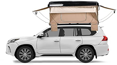 GeRRiT Outdoor-Hartschalen-Dachzelt für Offroad-Camping, 3–4 Personen, Pop-Up-Fahrzeug, SUV, LKW, Überland mit Leiter, Hartschalen-Dachzelt für Autos, LKWs, SUVs, Camping, Reisen, Mobil