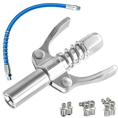 Darryy Fettpresse Mundstück, G Coupler für Fettpresse Mit 30 cm Schlauch, Fettpresse Kupplung Schmiernippel, Geeignet für alle Arten von Fettpressen, Doppelgriff-Fettpresse Mit 6 M10 Schmiernippeln
