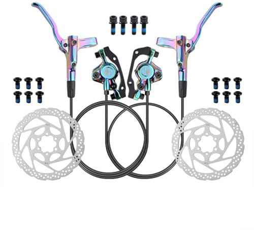 LVYXON Premium Fahrrad-Hydraulikbremsen, Mountainbike-Kolbenölbremse, MT200-Bremse, Hydraulikölbremse, Scheibenbremse, Fahrrad-Scheibenbremsen-Set (bunt)