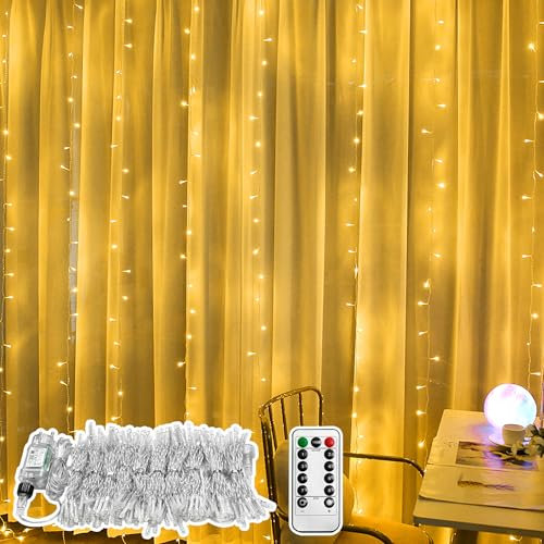 SUBTLETY 3x3m Lichterkette Außen 300 LEDs Weihnachtsbeleuchtung mit 8 Leuchtmodi Wasserdichte IP44 Lichtstränge für Garten & Balkon Lichterketten für Weihnachten Ostern Halloween Hochzeit