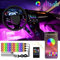 Luces LED Coche Interior, 4PCS 72LED RGB Tira Luces LED Soporta App y Mando Remoto, Iluminación RGB de Neón Atmósfera Car Ambient Lights, Luz Interior USB Función de Memoria de Colores y Modo Música