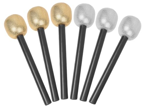 Garneck Lot de 6 microphones factices scintillants en plastique - Accessoire de costume parfait pour le carnaval et les fêtes - Idéal comme décoration ou pour des moments inoubliables