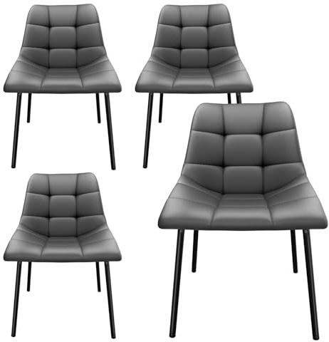 AnYu Furniture Esszimmerstühle 4er Set, Ergonomische Stühle Esszimmer Kunstleder, Küchenstühle Modern mit Metallfüßen, Gepolsterter Esstisch Stühle Geeignet für Wohnzimmer Küche (4, Grau)