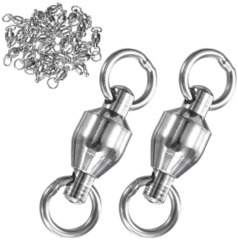 M METERXITY 30 Piezas De Giro De Pesca con Rodamiento De Bolas, 8# 1.42 Pulgadas (36mm) Conector De Línea De Señuelo De Acero Inoxidable para Pesca/Agua Salada [Plateado]