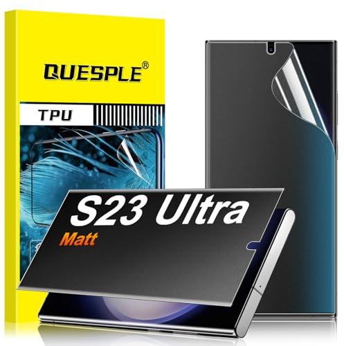 QUESPLE [2 Stück] Matt Privacy Schutzfolie für Samsung Galaxy S23 Ultra, 28° Anti Spähen Matte Blendschutz Sichtschutz, Fingerabdruck-ID Unterstützen Weich TPU Displayschutzfolie Anti-Spy Folie﻿