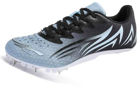 Zapatillas De Atletismo Spikes para Hombre Y Mujer, Zapatillas De Running De Carreras Transpirables Calzado Profesional De Salto De Vallas,Negro,44 EU