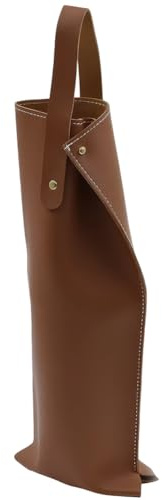 CALFOVERA Portabotellas de Vino Reutilizable de Cuero Sintético, Bolsa Protectora para Una Sola Botella, Color Marrón Oscuro, Ideal para Champán, Regalo de Cerveza, Bolsa de Cuero Portátil con Asas