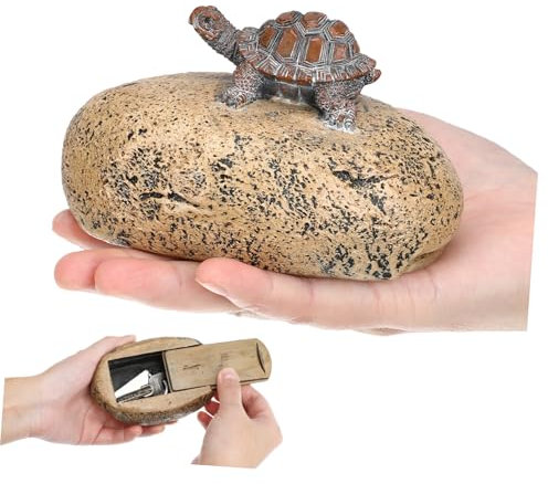 Angoily Schlüsselschrank Aus Stein Für Draußen Schlüsselkasten Mit Schildkröten-design Aufbewahrungsbox Für Garten Schlüsselversteck Aus Kunststein Realistisches Felsendekor Für