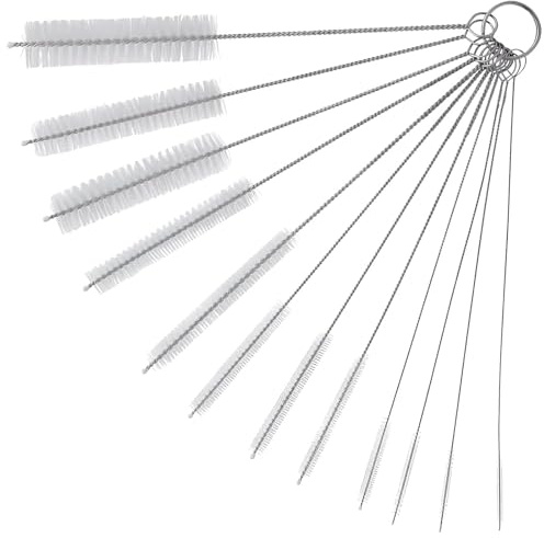 10-Piece Multi-Size Bottle Cleaning Brush Set - Flexible Long Handle Straw & Narrow-Neck Cleaners for Water Bottles, Baby Bottles, Cups, Tubes, and Sports Flasks (White, Non-Scratch Bristles)