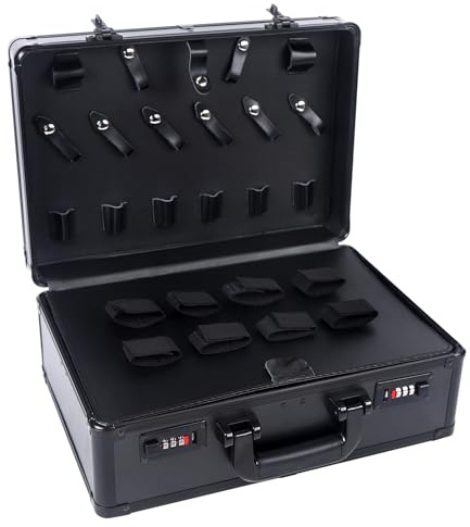 Hairdressing Toolbox Large Makeup Case, Portable Mobile Barber Station, Hair Stylist Case Suitcase Storage Box Barber Carrying Organizer with Handle and Shoulder Strap, 40 * 31 * 16cm, Black