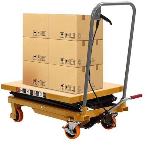 Hydraulischer Scherenhubtischwagen, Scherenhubwagen, Manueller Hubwagen, Scherenhubtisch Mit 4 Rädern, Scherenhubwagen Mit Rutschfestem Pad, Industrie und Lager,351kg