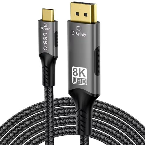 PremiumCord 8K USB-C till DisplayPort 1.4-kabel, USB 3.2 Gen 2, hane till hane, 8K @ 60 Hz,4K @ 144 Hz upplösning, Full HD 1080p, HDcp2.2, svart, längd 2 m