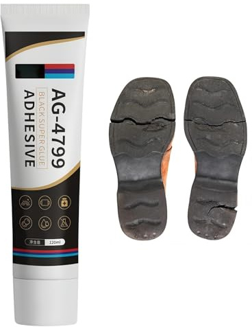 120 ML Shoe Sole Waterproof Repair Adhesive, Black Silicone Sealant High Temperature for Cars & Windscreen, Strong Glue for Everything, Includes Sandpaper, Scraper, Rubber Nozzle, Gasket Sealant
