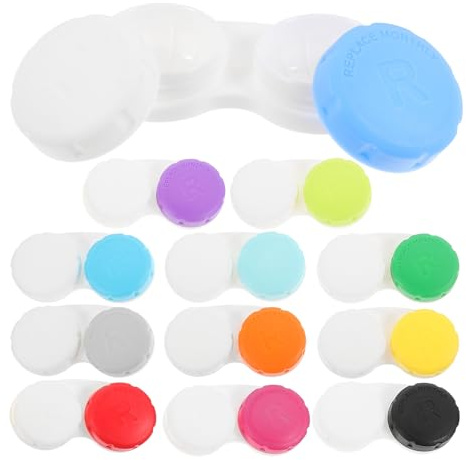 ifundom Caja Portalentes de Plástico Pequeña y Ligera, Estuche Portátil para Lentes de Contacto, 12 Unidades Adecuado para Uso en Trabajo y Clase