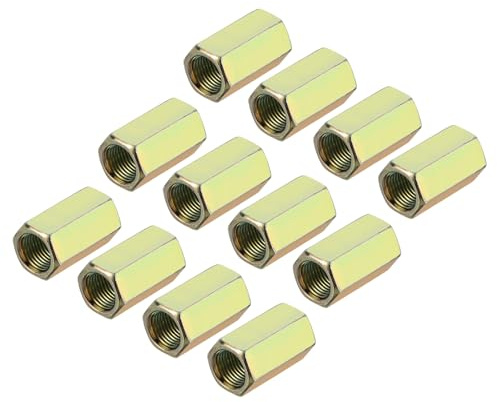 QUARKZMAN M10 x 1 Gewinde Sechskantmuffen Aus Kohlenstoffstahl 12 Stück 25mm/ 1 Länge Vollgewinde Verbindungsmutter Gewindestange Feingewinde Rohrverbinder Befestigungselemente Bunt