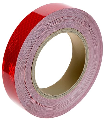 QWORK® Cinta Reflectante Adhesiva Roja 2.5cm x 20m – Alta Visibilidad Nocturna para Camión, Bicicleta y Remolque – Tiras de Seguridad Impermeables con Diseño