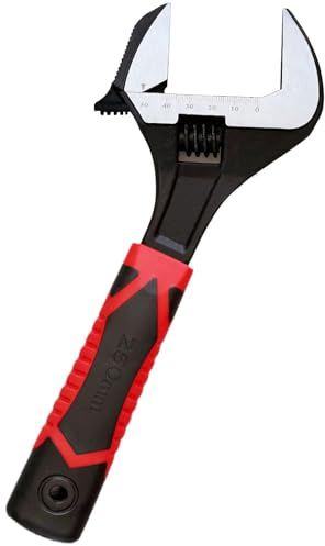 Xemnys Llave inglesa ajustable de 250mm, Llave de boca ancha grande de 60 mm, llave inglesa y tubo 2 en 1 conmutable, acero CR-V, herramientas de reparación para el hogar, fontanería, garaje