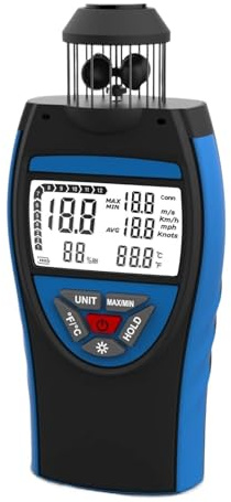 Digital Anemometer, Handheld Digital Anemometer For Wind Speed And Temperature Measurement With Compass & Backlight, M/s, Km/h, Mph, Knots