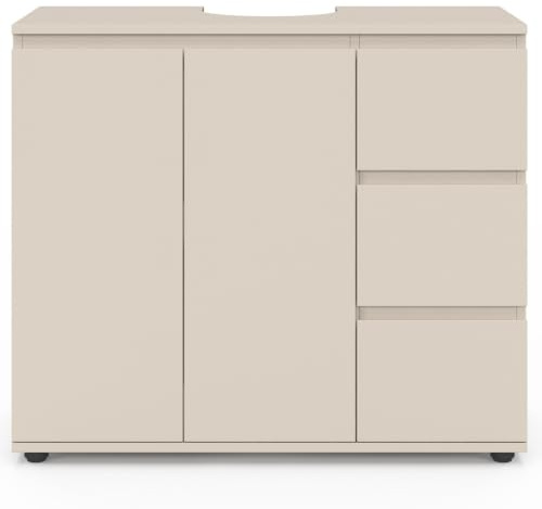 IDMarket TOMI - Mueble bajo lavabo con armario y 3 cajones, color beige
