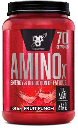BSN Nutrition Amino X Supplement mit Vitamin D, Vitamin B6 und Aminosäuren, Fruchtpunsch-Geschmack, 70 Portionen, 1kg